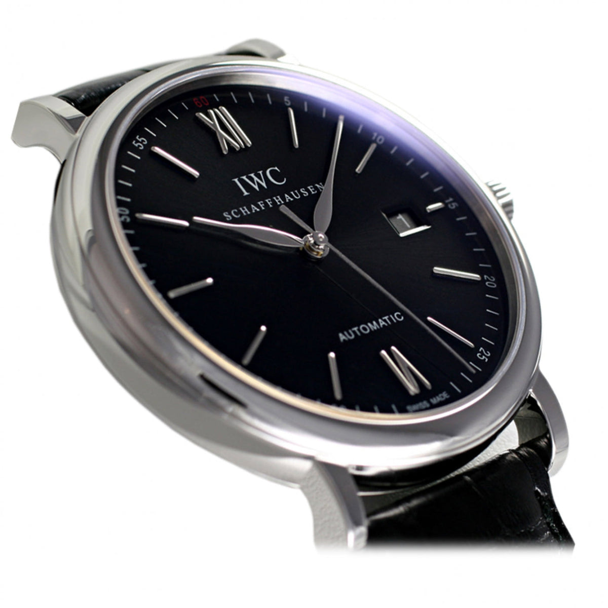 Shop Authentic IWC Portofino Automatic Black Dial Black Leather Strap Watch for Men - IW356502 - Luxxuri