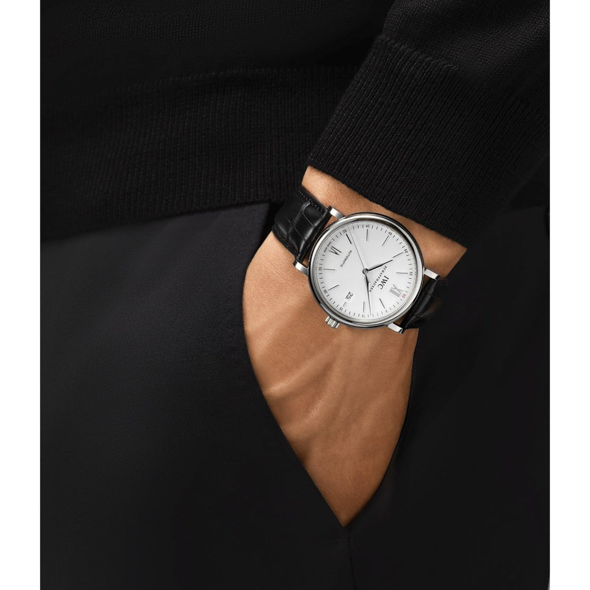 Shop Authentic IWC Portofino Automatic White Dial Black Leather Strap Watch for Men - IW356501 - Luxxuri