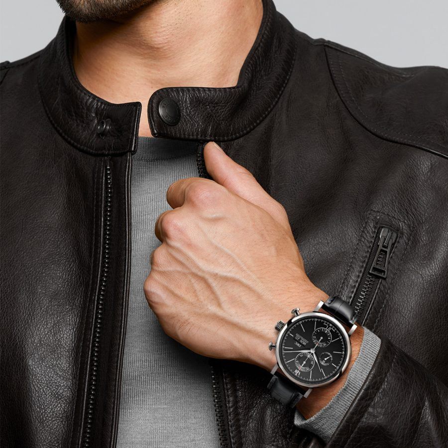 Shop Authentic IWC Portofino Chronograph Black Dial Black Leather Strap Watch for Men - IW391008 - Luxxuri