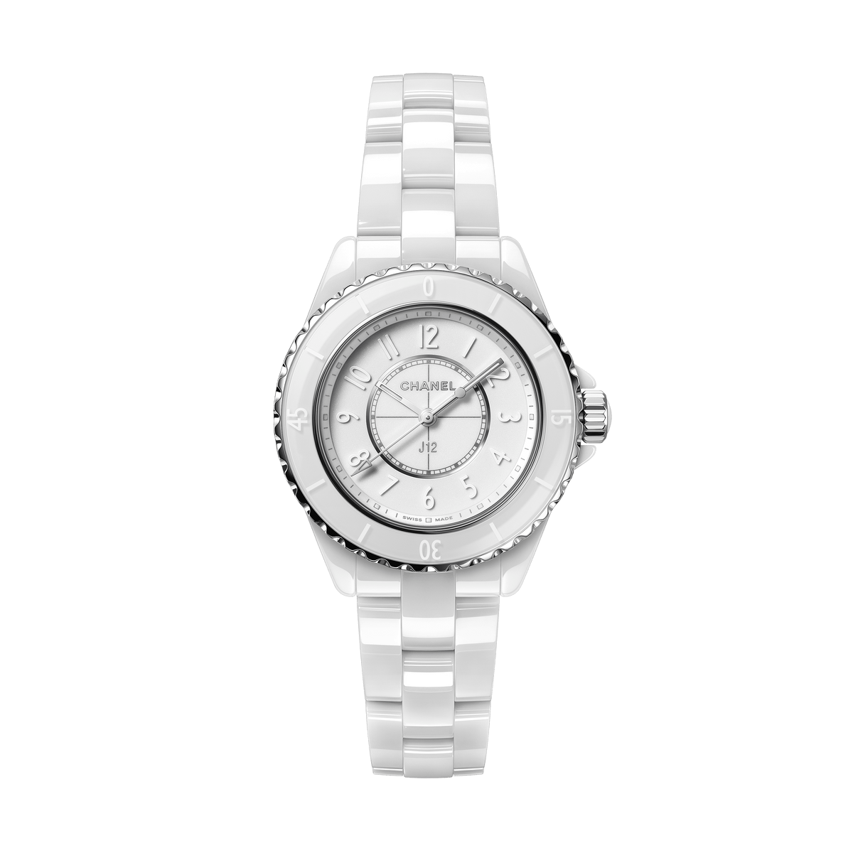 Shop Authentic Chanel J12 Quartz White Dial White Steel Strap Watch for Women - J12 H5698 - Luxxuri