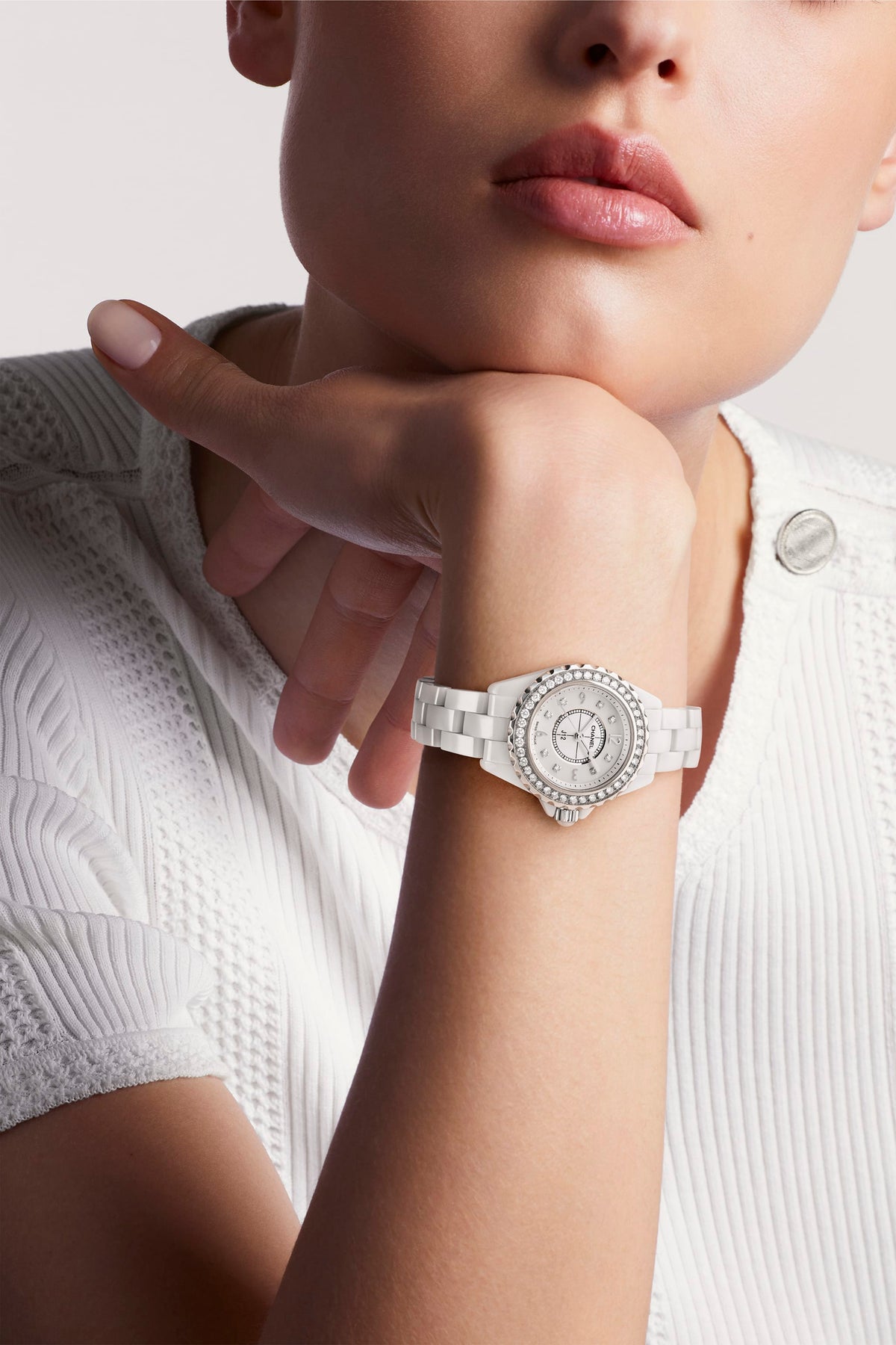 Shop Authentic Chanel J12 Diamonds Quartz White Dial White Steel Strap Watch for Women - J12 H2572 - Luxxuri