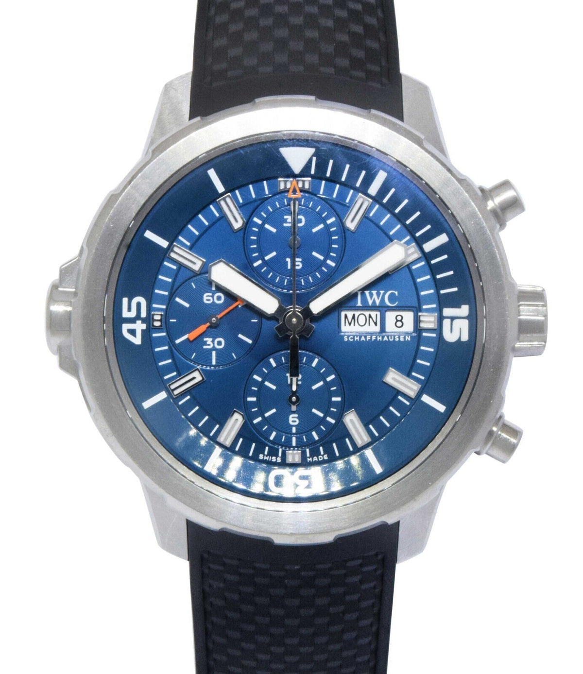 Shop Authentic IWC Aquatimer Automatic Chronograph 44mm Blue Dial Black Rubber Strap Watch for Men - IW376805 - Luxxuri