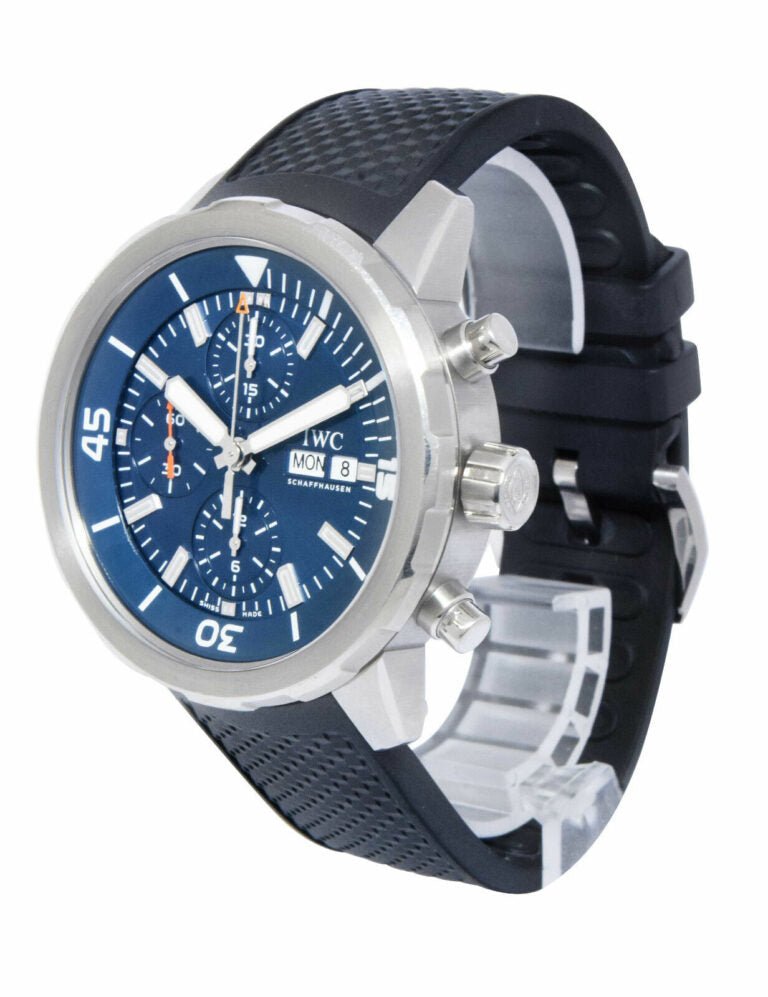 Shop Authentic IWC Aquatimer Automatic Chronograph 44mm Blue Dial Black Rubber Strap Watch for Men - IW376805 - Luxxuri