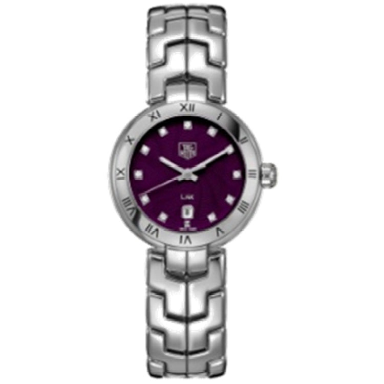 Shop Authentic Tag Heuer Link Diamonds Purple Dial Silver Steel Strap Watch for Women - WAT1418.BA0954 - Luxxuri