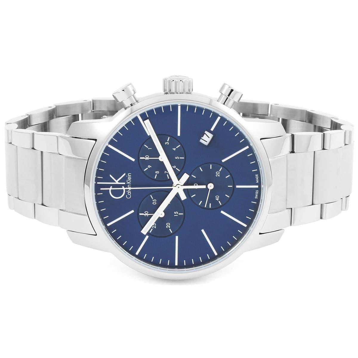 Shop Authentic Calvin Klein City Chronograph Blue Dial Silver Steel Strap Watch for Men - K2G2714N - Luxxuri