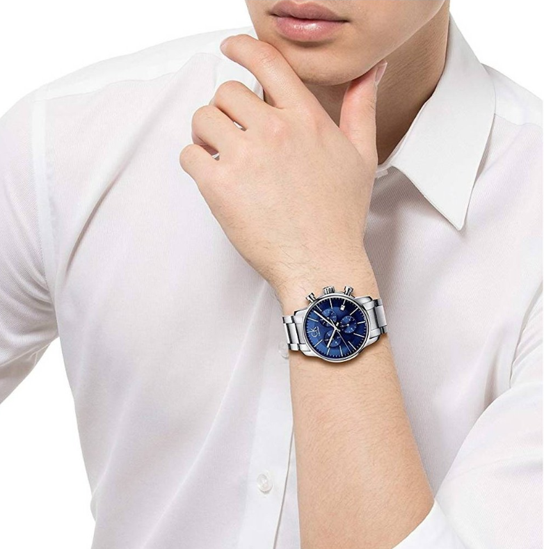Shop Authentic Calvin Klein City Chronograph Blue Dial Silver Steel Strap Watch for Men - K2G2714N - Luxxuri