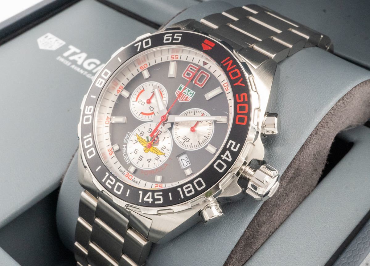Shop Authentic Tag Heuer Formula 1 Indy 500 Special Edition Black Dial Silver Steel Strap Watch for Men - CAZ101V.BA0842 - Luxxuri