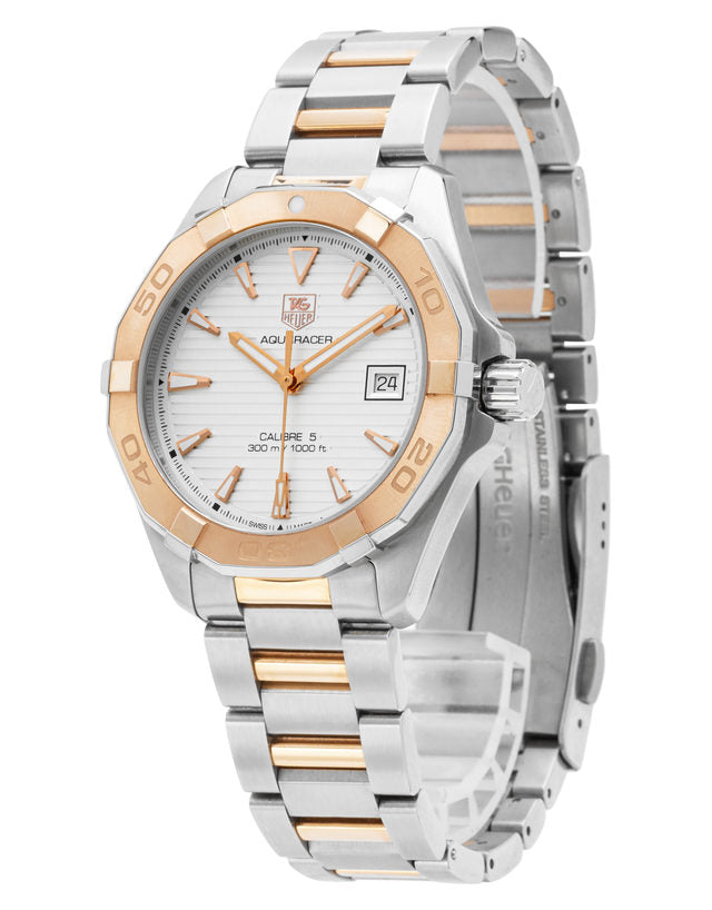Shop Authentic Tag Heuer Aquaracer Calibre 5 Automatic White Dial Two Tone Steel Strap Watch for Men - WAY2150.BD0911 - Luxxuri