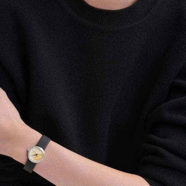 Shop Authentic Dior La D De Dior Dior Rose Céleste Diamonds Mother of Pearl Dial Black Leather Strap Watch for Women - CD04711X1001 0000 - Luxxuri