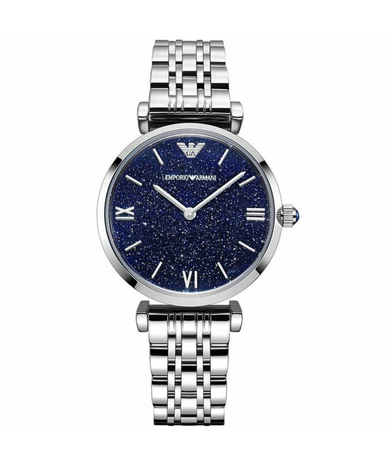 Shop Authentic Emporio Armani Gianni T Bar Dark Blue Dial Silver Stainless Steel Watch For Women - AR11091 - Luxxuri