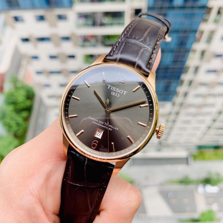 Shop Authentic Tissot T Classic Chemin Des Tourelles Powermatic 80 Brown Dial Brown Leather Strap Watch for Men - T099.407.36.447.00 - Luxxuri