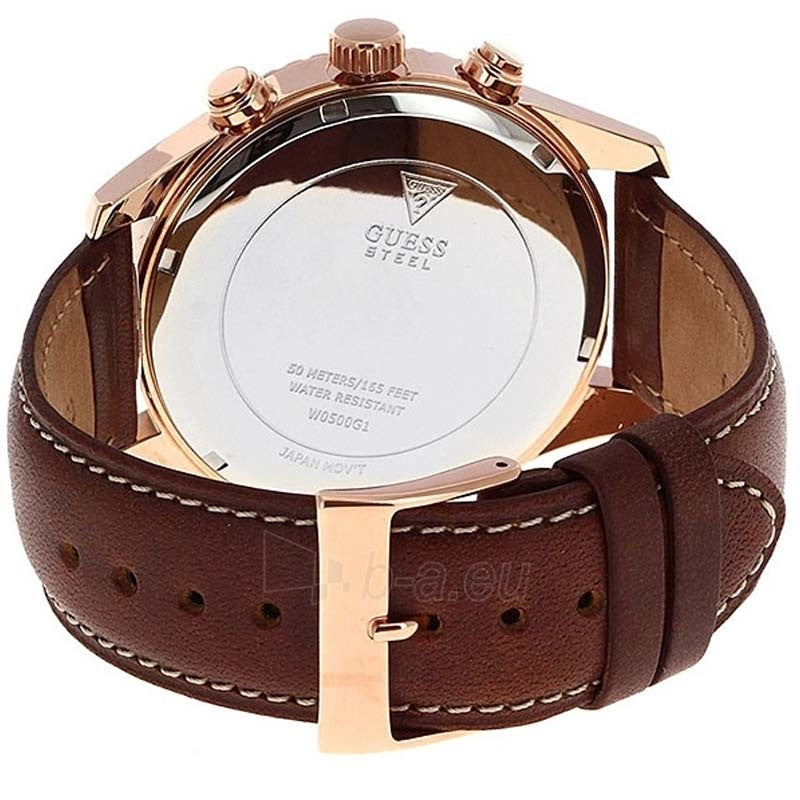 Shop Authentic Guess Persuit Chronograph Blue Dial Brown Leather Strap Watch for Men - W0500G1 - Luxxuri