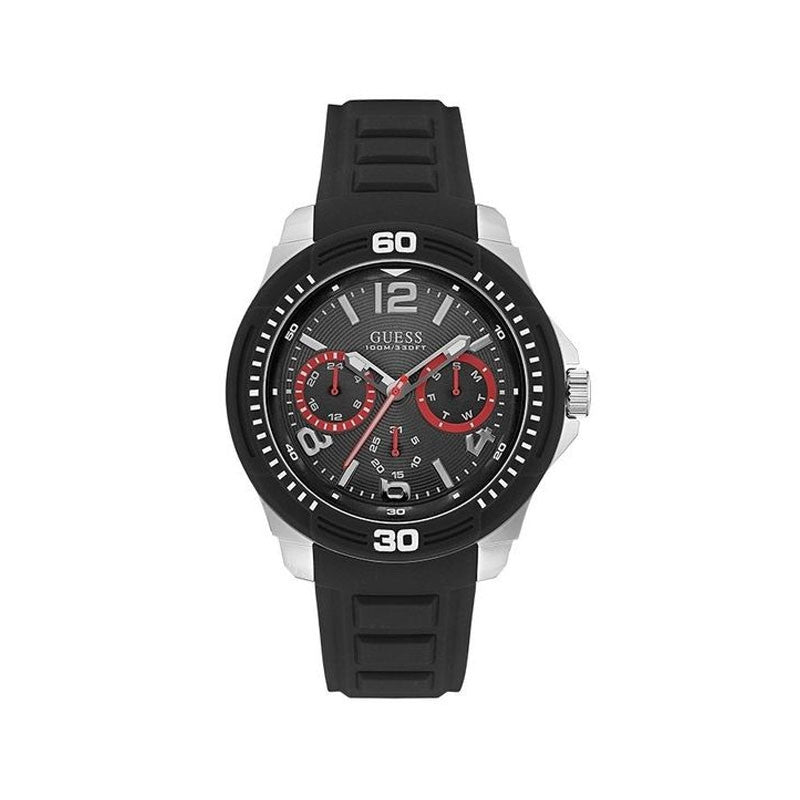 Shop Authentic Guess Tread Black Dial Black Rubber Strap Watch for Men - W0967G1 - Luxxuri