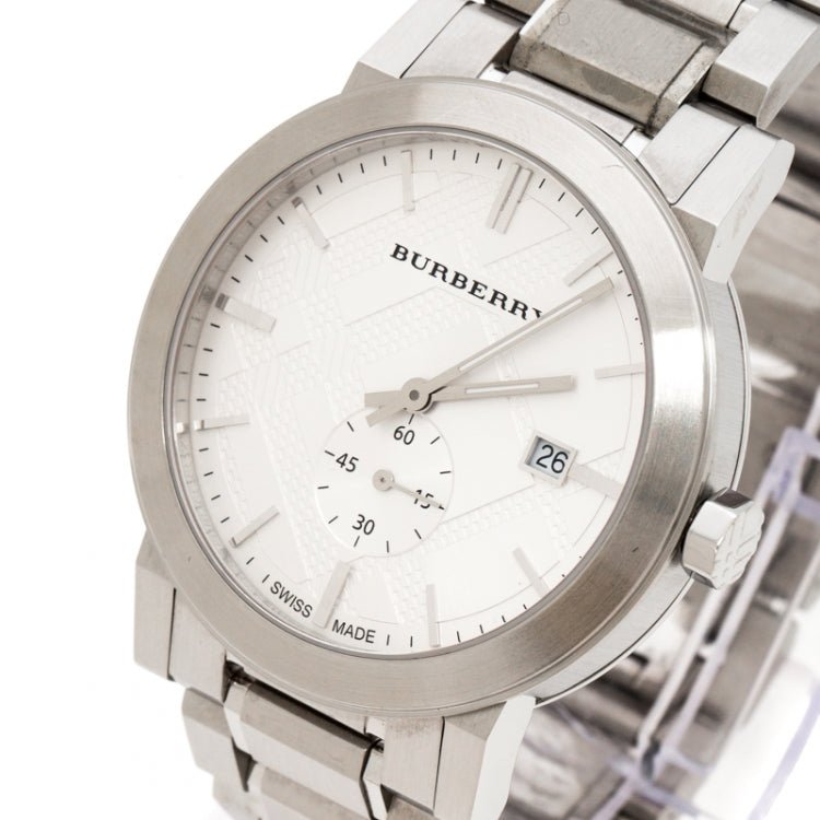 Shop Authentic Burberry The City Silver Dial Silver Steel Strap Watch for Men - BU9900 - Luxxuri