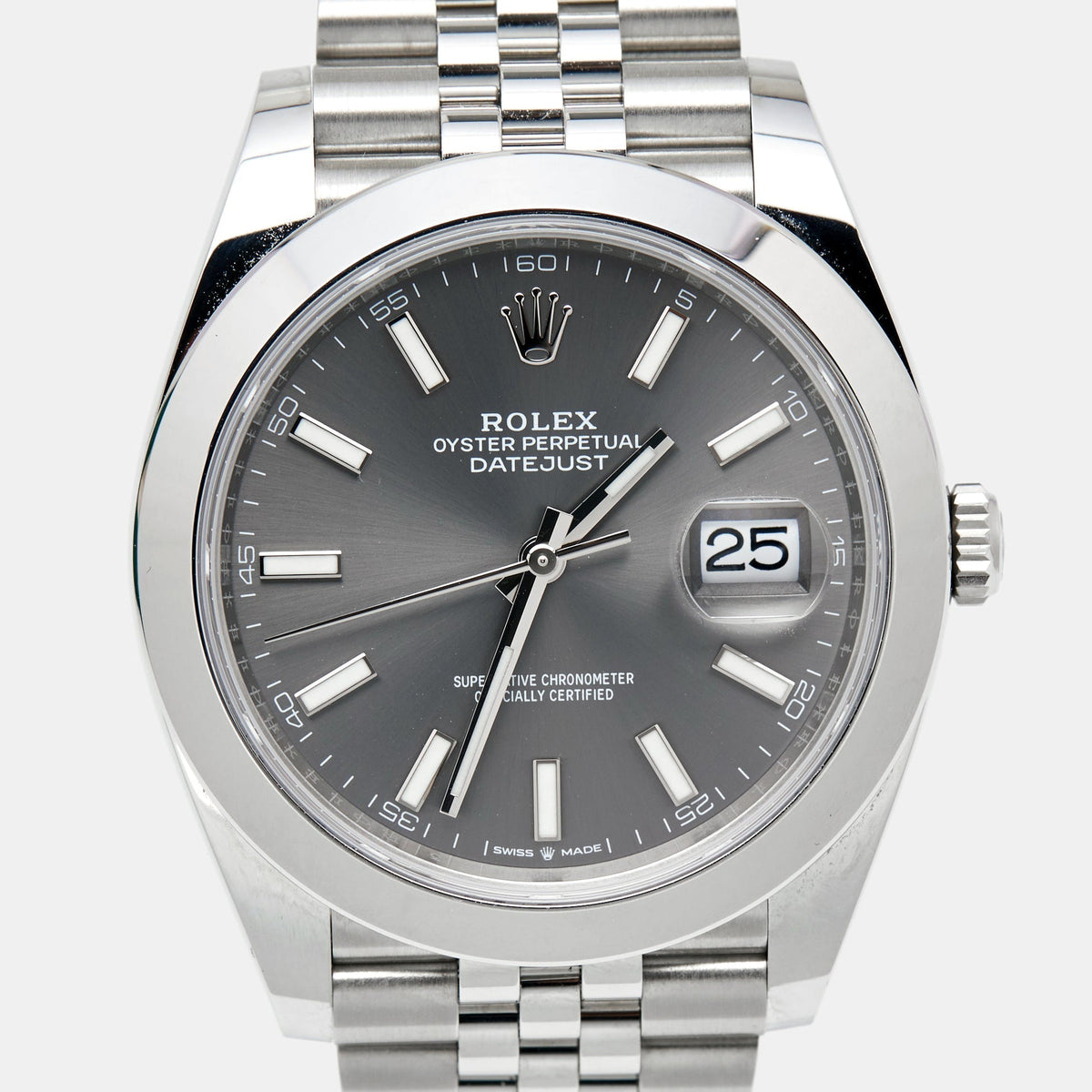 Shop Authentic Rolex Datejust 41 Oyster Grey Dial Silver Oystersteel Bracelet Watch for Men - M126300-0008 - Luxxuri