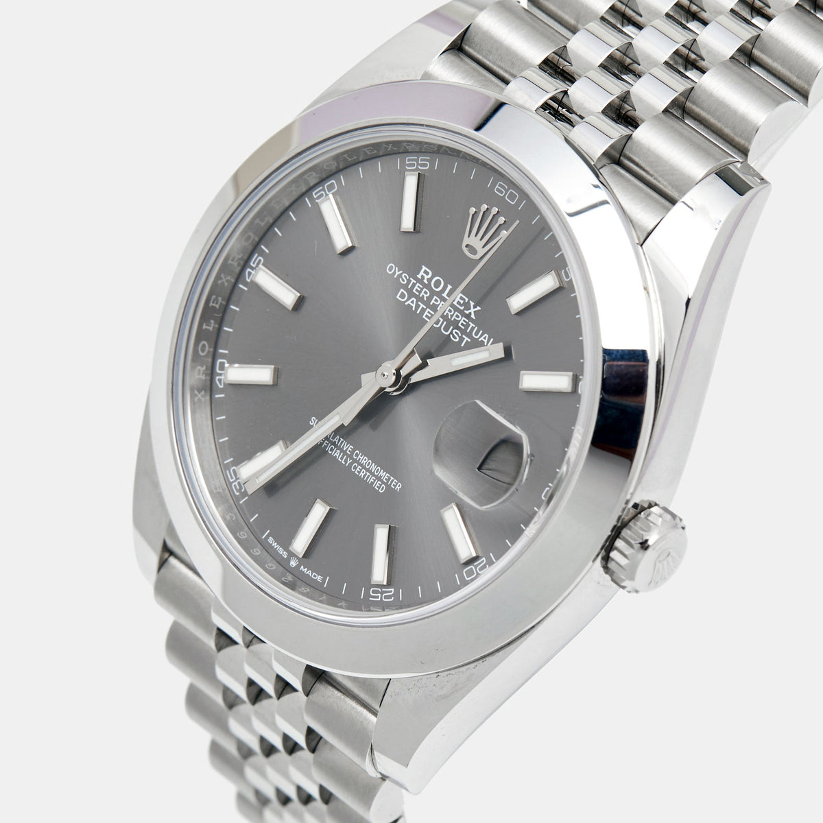 Shop Authentic Rolex Datejust 41 Oyster Grey Dial Silver Oystersteel Bracelet Watch for Men - M126300-0008 - Luxxuri