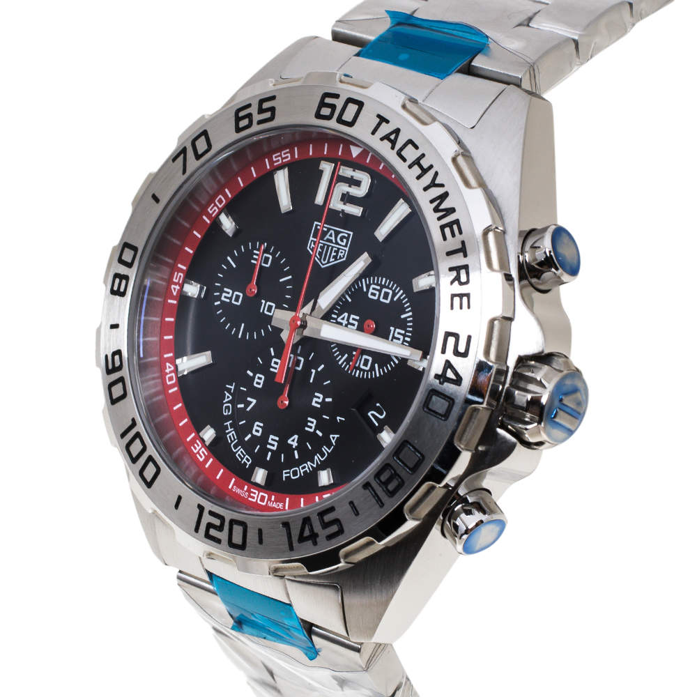 Shop Authentic Tag Heuer Formula 1 Chronograph Black Dial Silver Steel Strap Watch for Men - CAZ101Y.BA0842 - Luxxuri