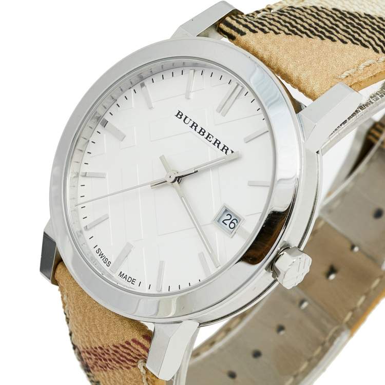 Shop Authentic Burberry The City Silver Dial Brown Leather Strap Watch for Women - BU9025 - Luxxuri
