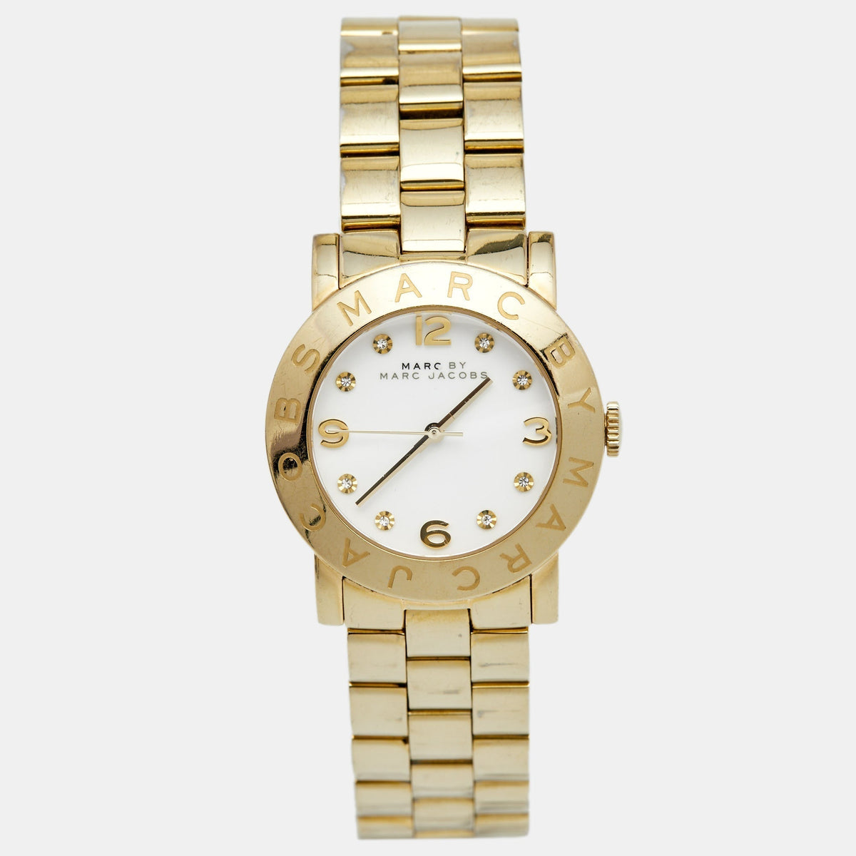 Shop Authentic Marc Jacobs Amy White Dial Gold Steel Strap Watch for Women - MBM3056 - Luxxuri