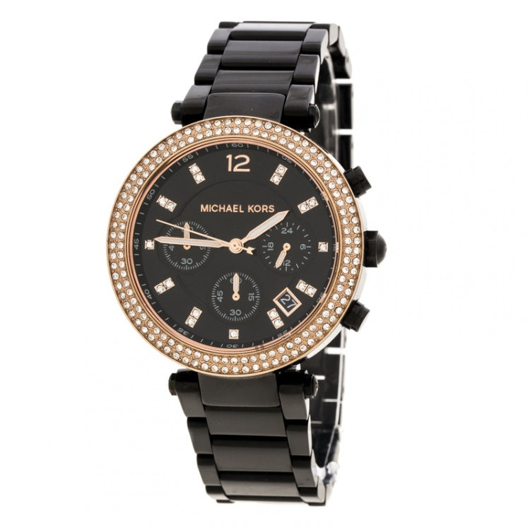 Shop Authentic Michael Kors Parker Diamonds Black Dial Black Steel Strap Watch for Women - MK5885 - Luxxuri