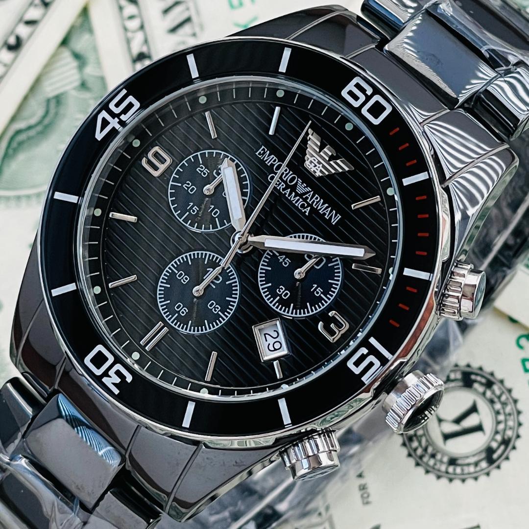 Shop Authentic Emporio Armani Black Ceramic Chronograph Black Dial Watch For Men - AR1421 - Luxxuri