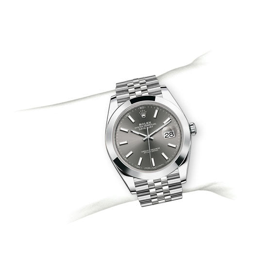 Shop Authentic Rolex Datejust 41 Oyster Grey Dial Silver Oystersteel Bracelet Watch for Men - M126300-0008 - Luxxuri