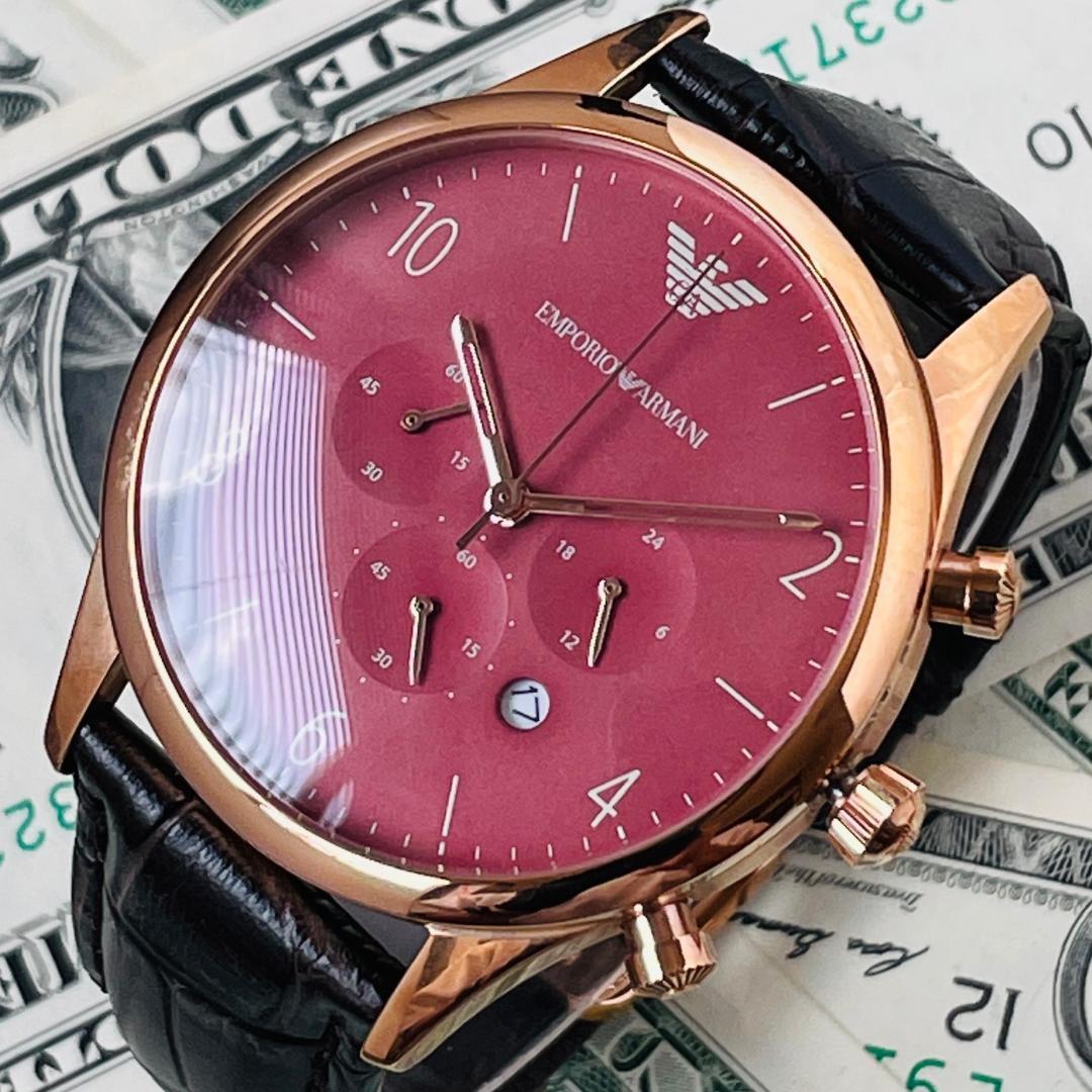 Shop Authentic Emporio Armani Classic Chronograph Burgundy Dial Brown Leather Strap Watch For Men - AR1890 - Luxxuri