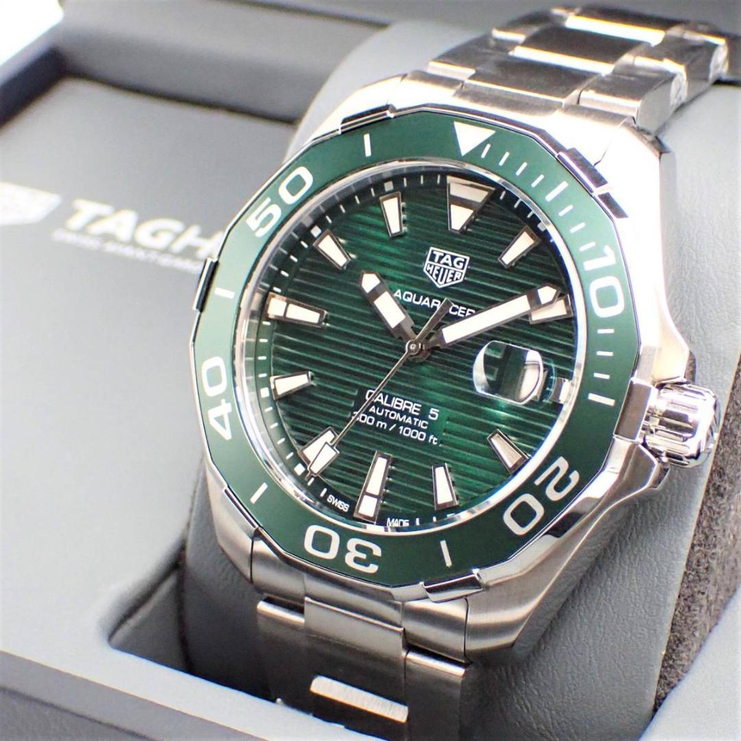 Shop Authentic Tag Heuer Aquaracer Calibre 5 Green Dial Silver Steel Strap Watch for Men - WAY201S.BA0927 - Luxxuri