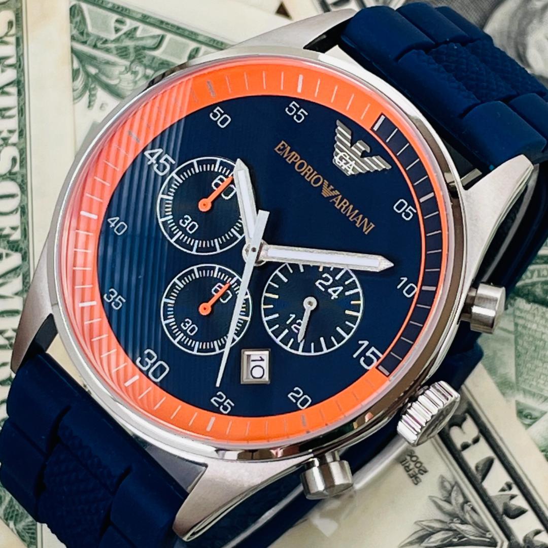 Shop Authentic Emporio Armani Chronograph Blue Dial Blue Rubber Strap Watch For Men - AR5864 - Luxxuri