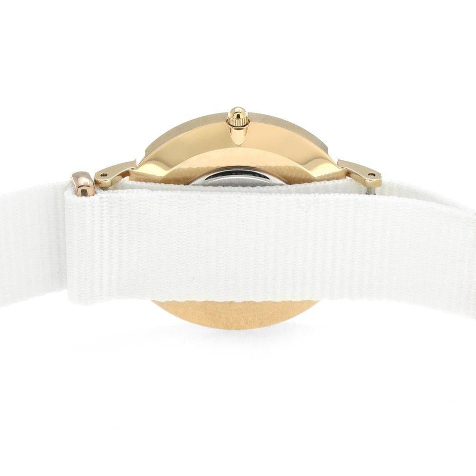 Shop Authentic Daniel Wellington Classic Dover White Dial White Nylon Strap Watch For Women - DW00100309 - Luxxuri