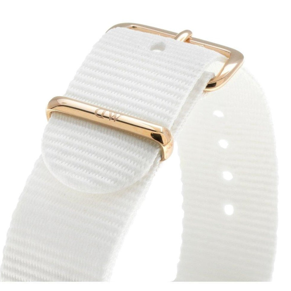 Shop Authentic Daniel Wellington Classic Dover White Dial White Nylon Strap Watch For Women - DW00100309 - Luxxuri