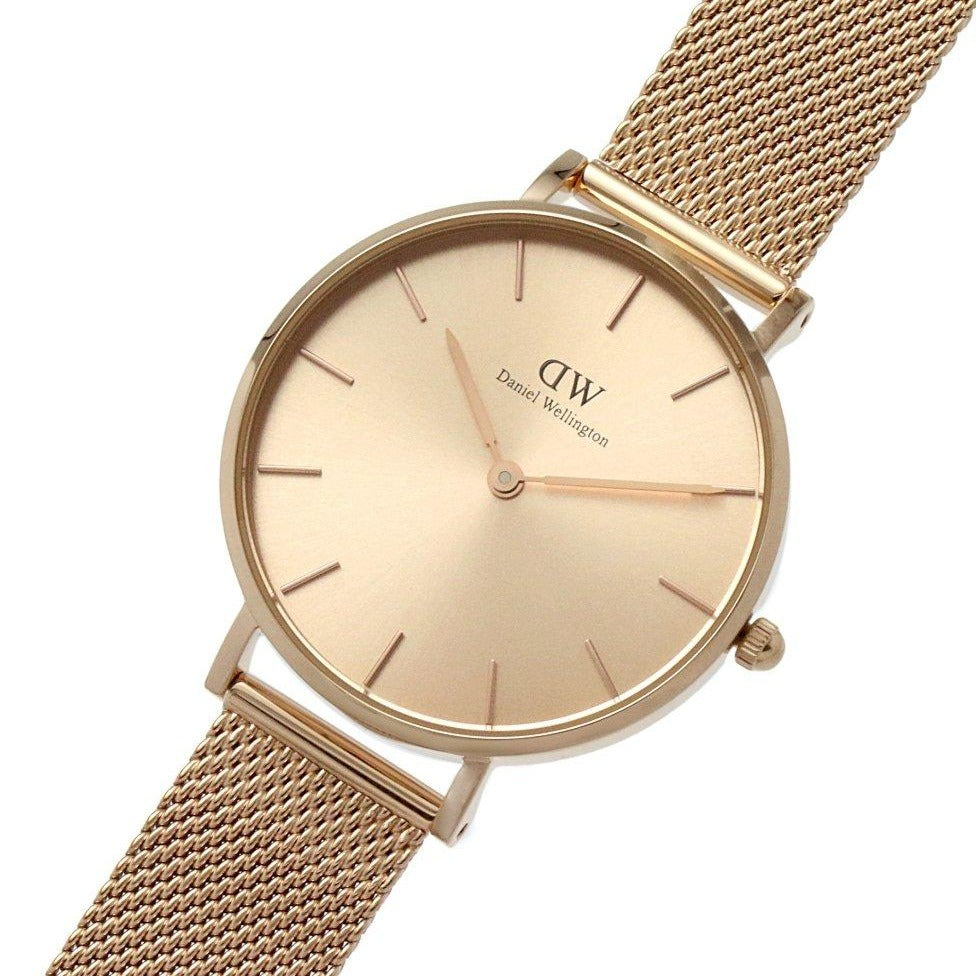 Shop Authentic Daniel Wellington Petite Rose Gold Dial Rose Gold Mesh Bracelet Watch For Women - DW00100471 - Luxxuri