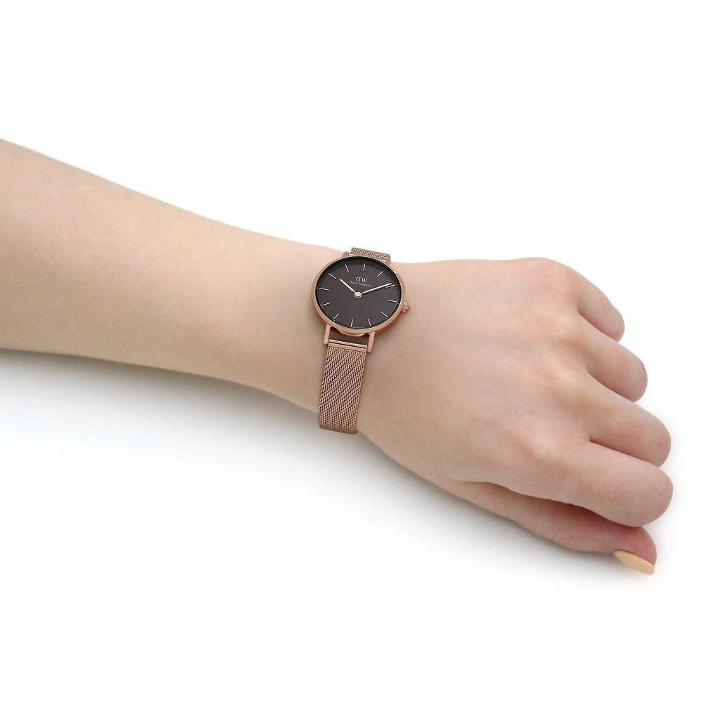 Shop Authentic Daniel Wellington Petite Amber Brown Dial Gold Mesh Strap Watch For Women - DW00100476 - Luxxuri