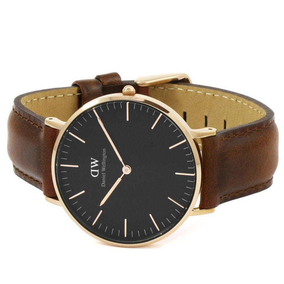 Shop Authentic Daniel Wellington Classic St Mawes Black Dial Brown Leather Strap Watch For Men - DW00100124 - Luxxuri