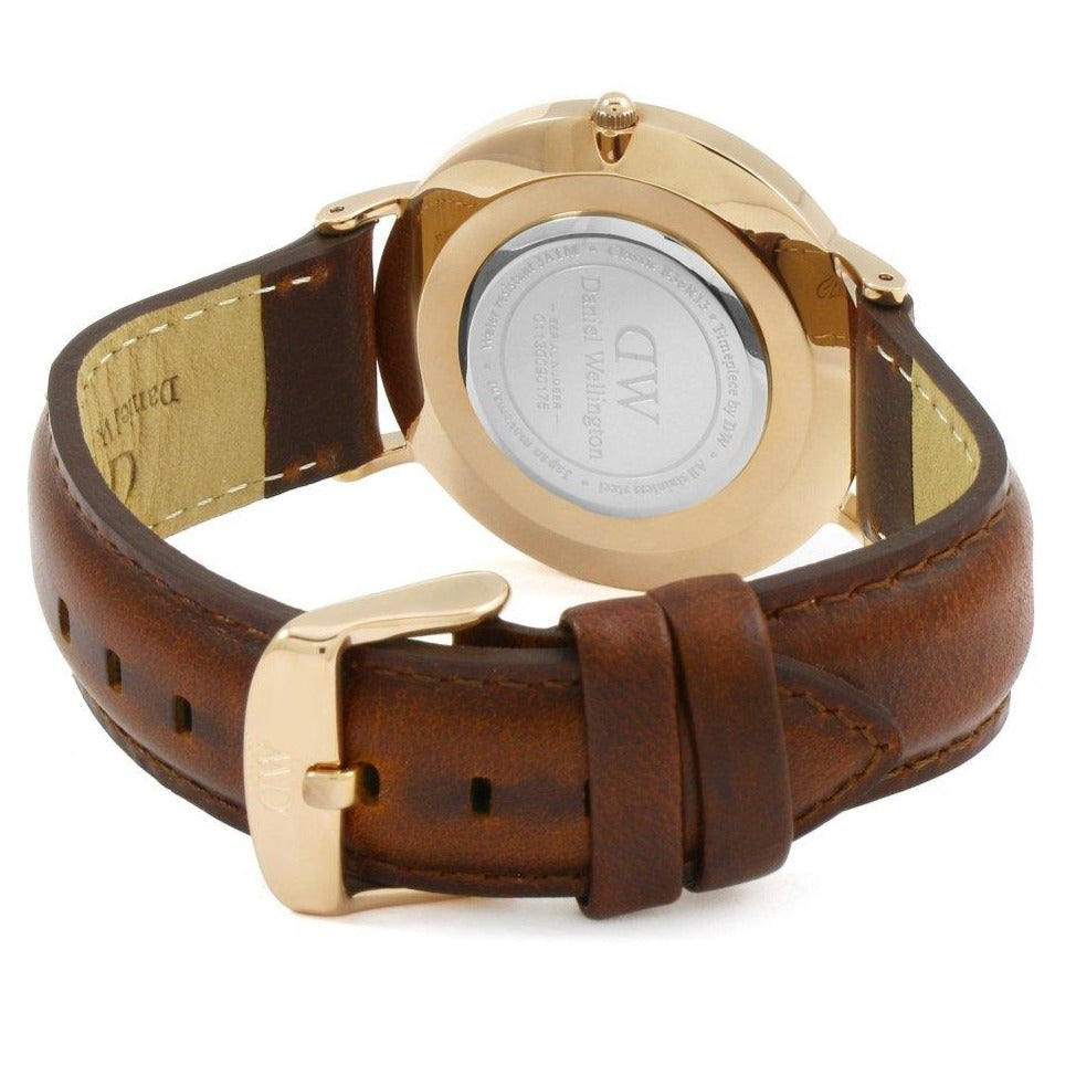 Shop Authentic Daniel Wellington Classic St Mawes Black Dial Brown Leather Strap Watch For Men - DW00100124 - Luxxuri