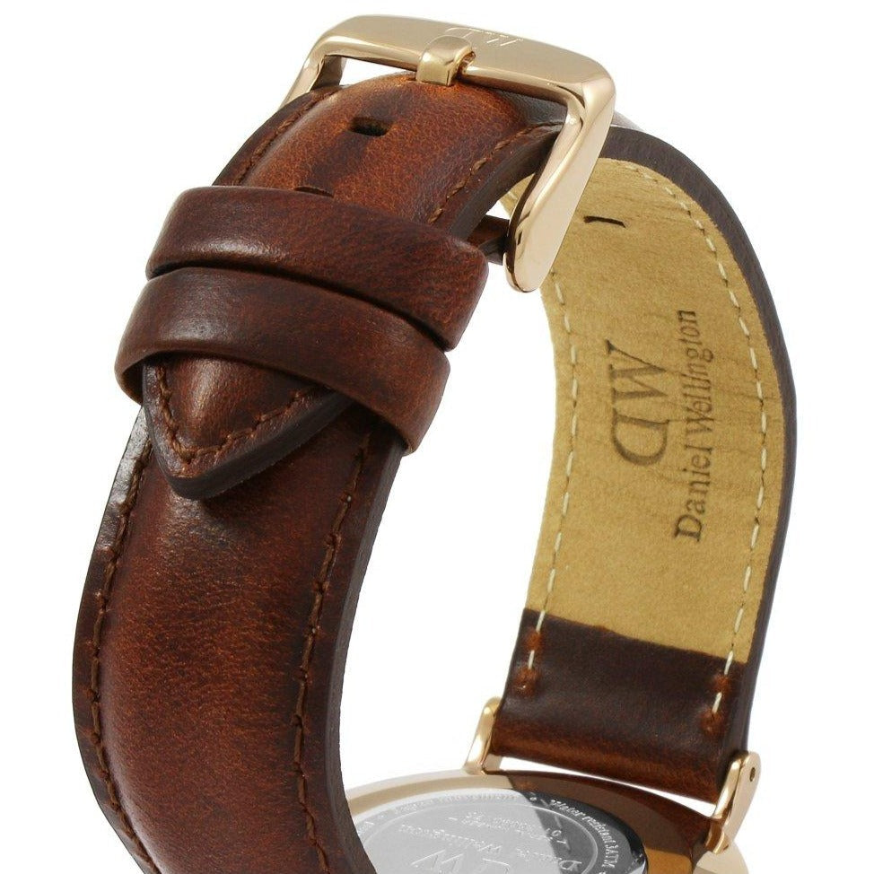 Shop Authentic Daniel Wellington Classic St Mawes Black Dial Brown Leather Strap Watch For Men - DW00100124 - Luxxuri