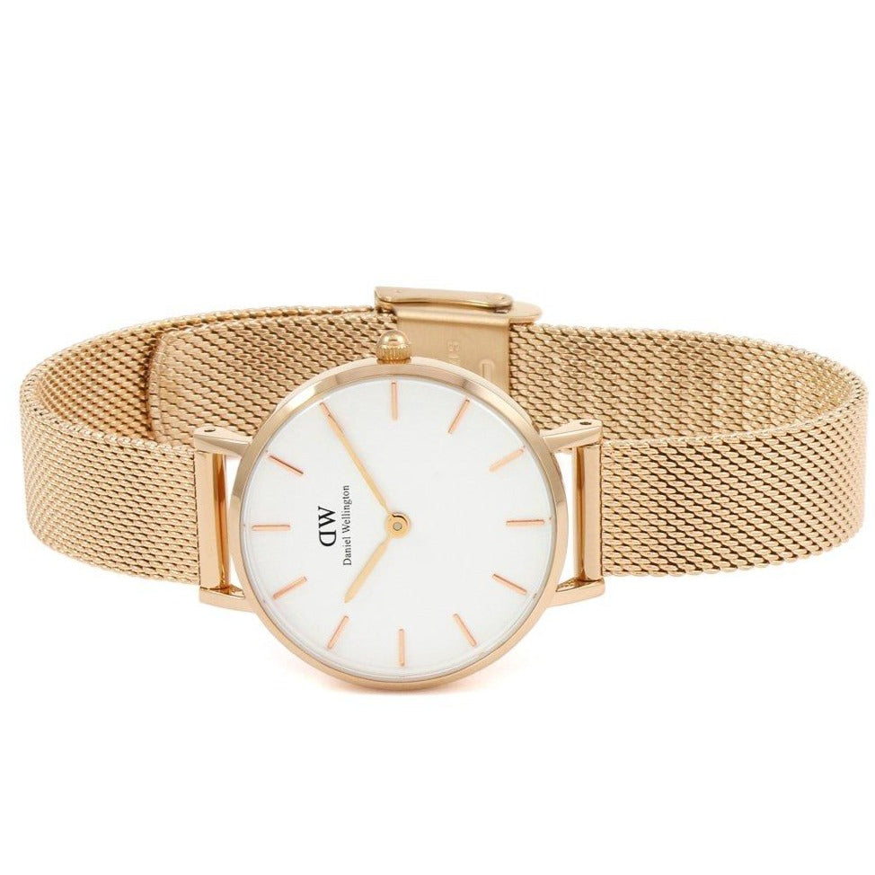 Shop Authentic Daniel Wellington Classic Petite White Dial Rose Gold Mesh Bracelet Watch For Women - DW00100219 - Luxxuri