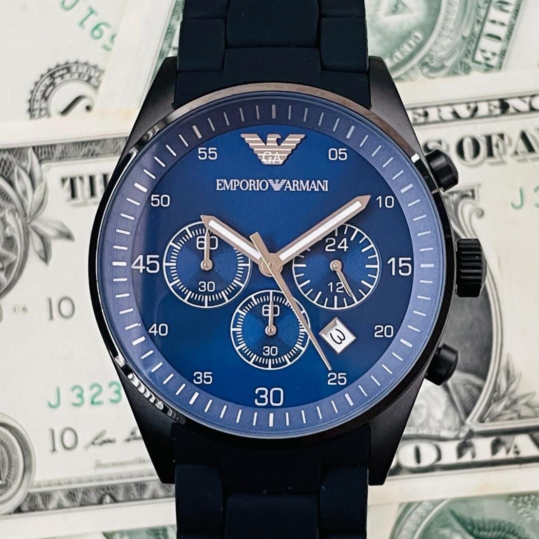 Shop Authentic Emporio Armani Sportivo Chronograph Blue Dial Black Strap Watch For Men - AR5921 - Luxxuri
