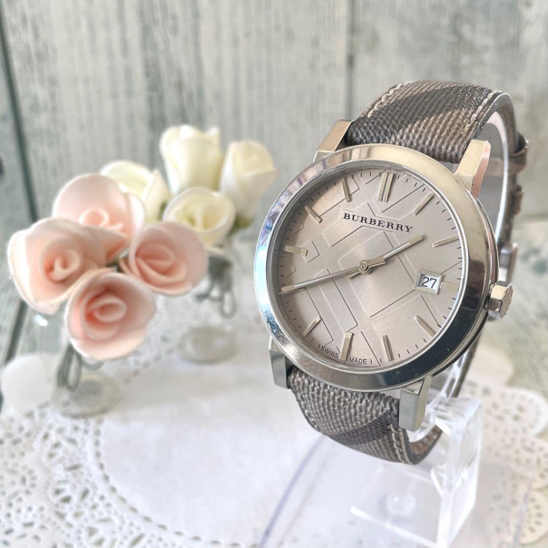 Shop Authentic Burberry The City Beige Dial Chequered Brown Leather Strap Watch for Women - BU9029 - Luxxuri