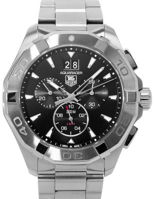 Shop Authentic Tag Heuer Aquaracer Chronograph Black Dial Silver Steel Strap Watch for Men - CAY1110.BA0927 - Luxxuri