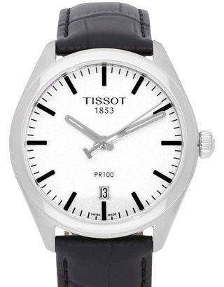Shop Authentic Tissot T Classic PR 100 White Dial Black Leather Strap Watch for Men - T101.410.16.031.00 - Luxxuri