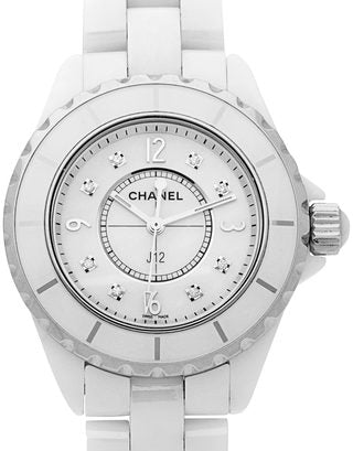 Shop Authentic Chanel J12 Diamonds Quartz Ceramic White Dial White Steel Strap Watch for Women - J12 H2422 - Luxxuri