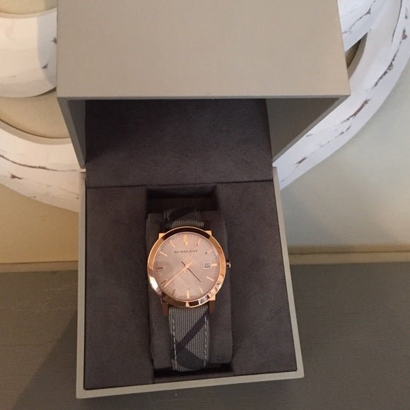 Shop Authentic Burberry The City Rose Gold Dial Brown Leather Strap Watch for Women - BU9040 - Luxxuri