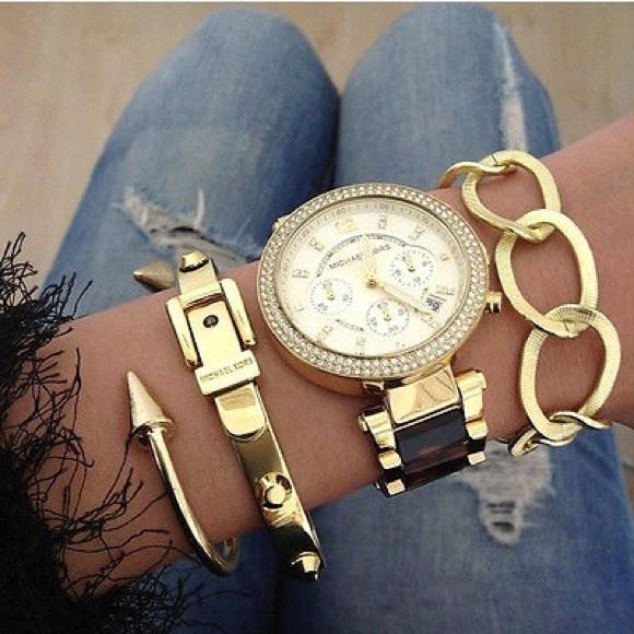 Shop Authentic Michael Kors Parker Gold Dial Two Tone Steel Strap Watch for Women - MK5688 - Luxxuri
