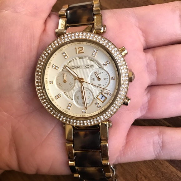 Shop Authentic Michael Kors Parker Gold Dial Two Tone Steel Strap Watch for Women - MK5688 - Luxxuri