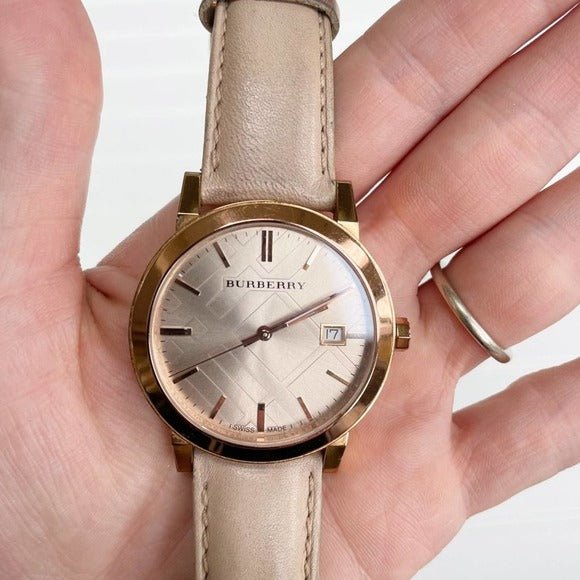 Shop Authentic Burberry The City Beige Dial Brown Leather Strap Watch for Women - BU9014 - Luxxuri