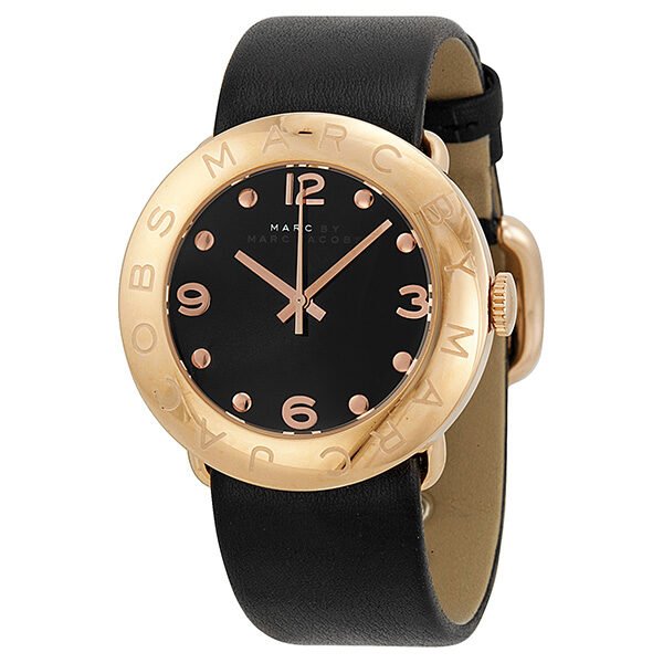 Shop Authentic Marc Jacobs Amy Black Dial Black Leather Strap Watch for Women - MBM1225 - Luxxuri