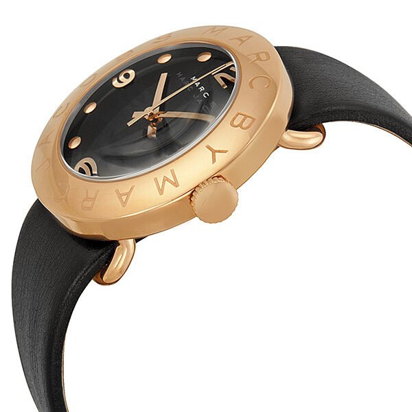 Shop Authentic Marc Jacobs Amy Black Dial Black Leather Strap Watch for Women - MBM1225 - Luxxuri