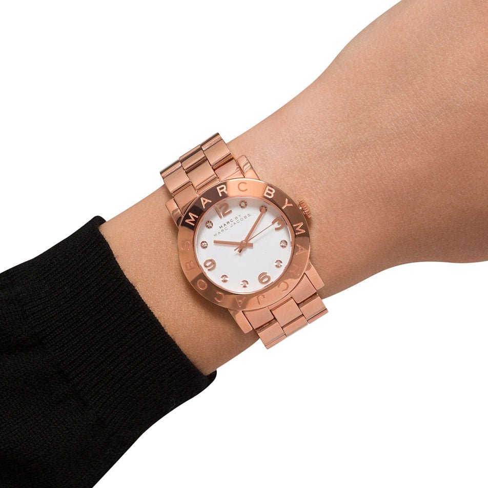 Shop Authentic Marc Jacobs Amy White Dial Rose Gold Steel Strap Watch for Women - MBM3077 - Luxxuri