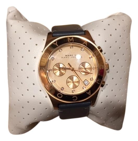 Shop Authentic Marc Jacobs Blade Chronograph Rose Gold Dial Black Leather Strap Watch for Women - MBM1188 - Luxxuri